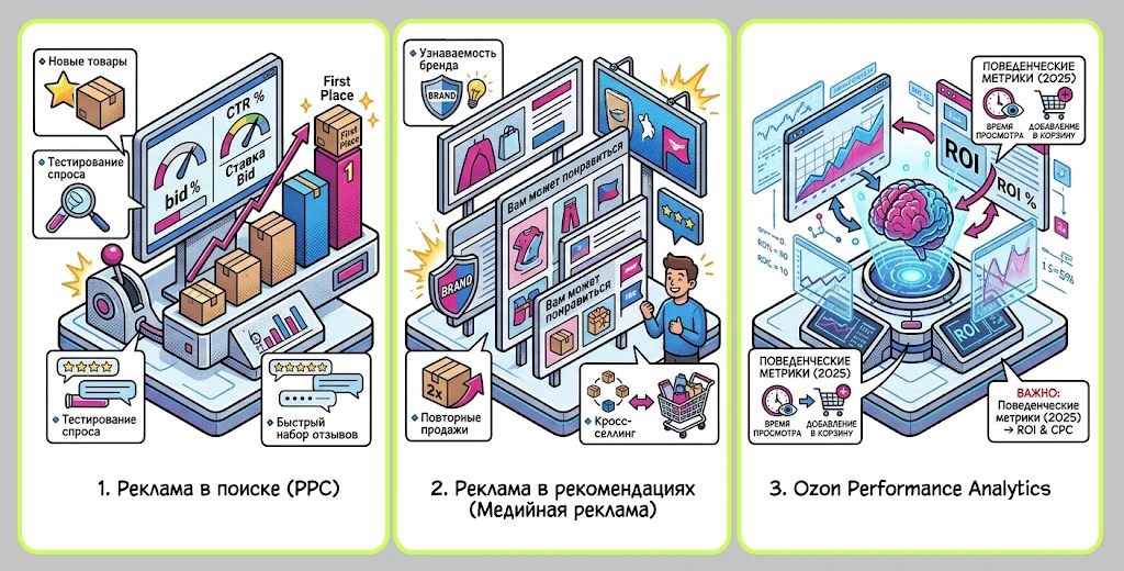 Типы рекламных форматов на Ozon в 2025 году